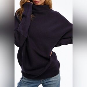 BLUE IVY Black Slouch Neck Dolman Pullover